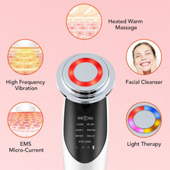 7in1 RF&amp;EMS Face Massager Lifting Beauty LED Face Skin +3 Colors LED Facial Neck Massager Photon Therapy Heating Wrinkle Removal
