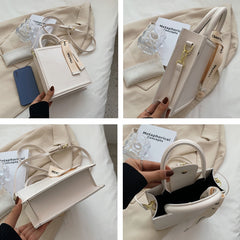 Small Totes Bag PU Leather Shoulder Bags Cute Short Handle Crossbody Bag