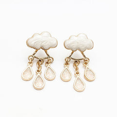 Cute Cloud Blue Rain Drop Dangle Earrings