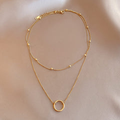 Double Layer Bead Annulation Necklace