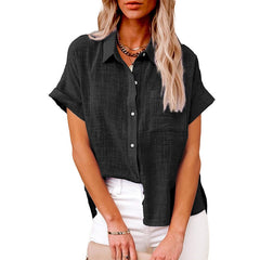 Button Lapel Cardigan Top Loose Long Sleeve Oversized Blouse