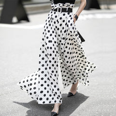 Yeezzi 2022 New Female Female Fashion Simple Original Wide Legs Polka-Dot Pleated Casual Loose Elegant Pants for Women