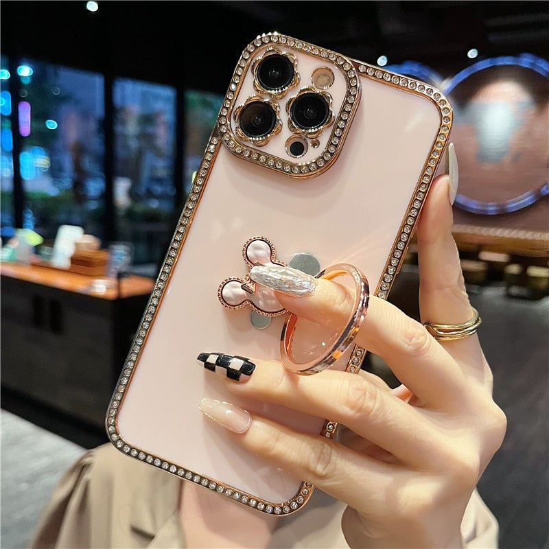 Bling 3D Crystal Holder stander Phone Case For iphone