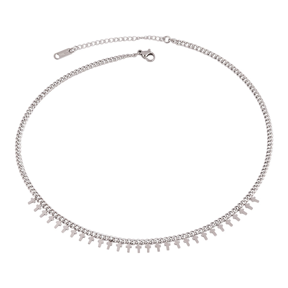 Round Geometric Pendant Necklace Choker