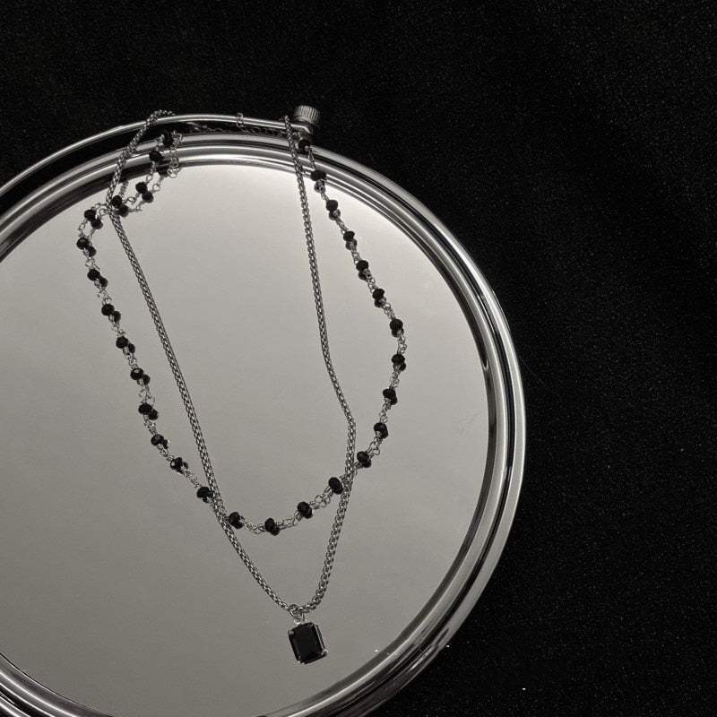 Choker Double Layer Beads Geometric Necklace