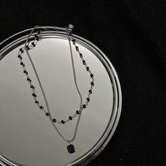 Choker Double Layer Beads Geometric Necklace