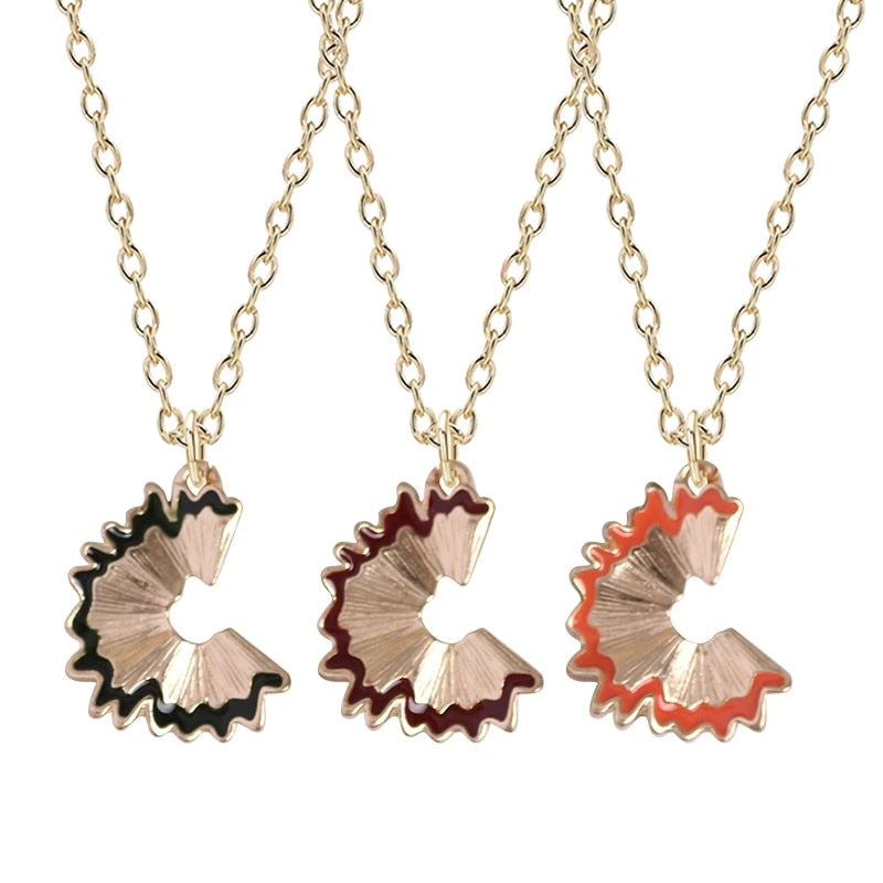 DIY New Creative Pencil Fragment Pendant Fashion Lady Necklace Black Red Pencil Shavings Alloy Pendant Girl Jewelry Gift Hot Secondary image