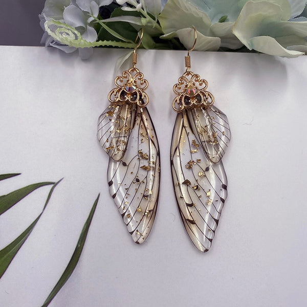 Elowen Butterfly Wing Rhinestone Drop Earrings