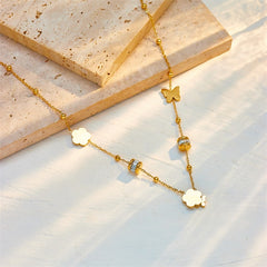 Butterfly Flower Pendant Necklace