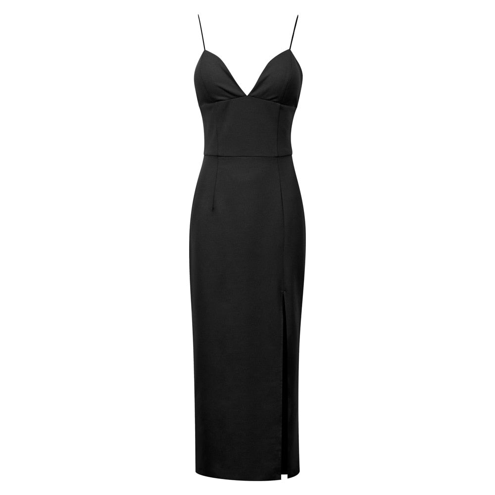 V-Neck Spaghetti Strap Bodycon Sexy Split Backless Long Dress