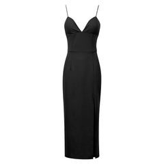 V-Neck Spaghetti Strap Bodycon Sexy Split Backless Long Dress