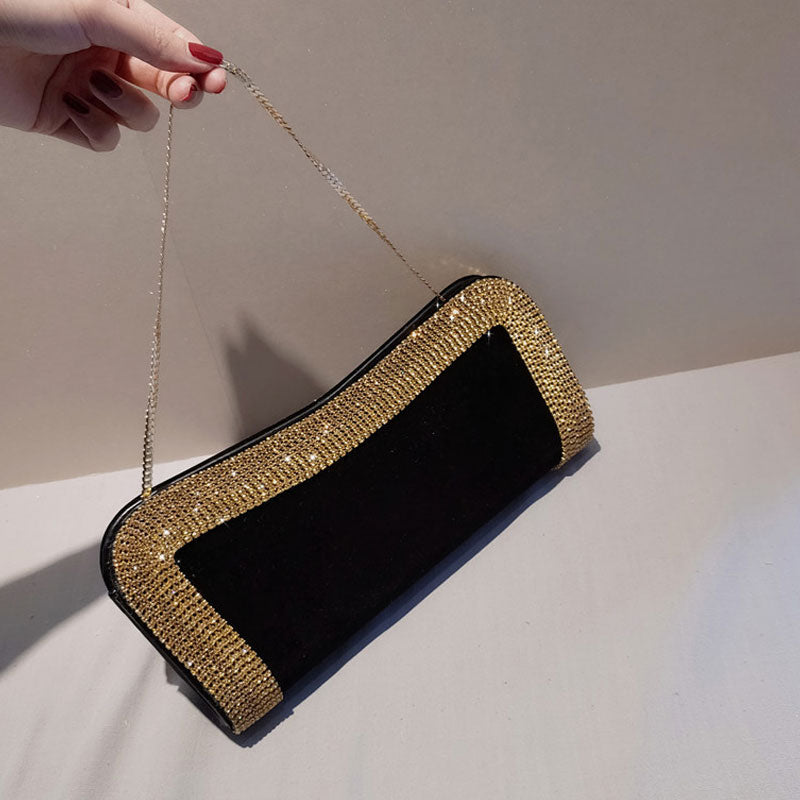 Beading Purse Shoulder Handbags Velvet Shiny Hobo-bag Messenger Bag