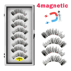 8PCS 4 Magnets Natural Mink Eyelashes false eyelashes magnetic eyelashes  Handmade Artificial With Tweezer Makeup Set