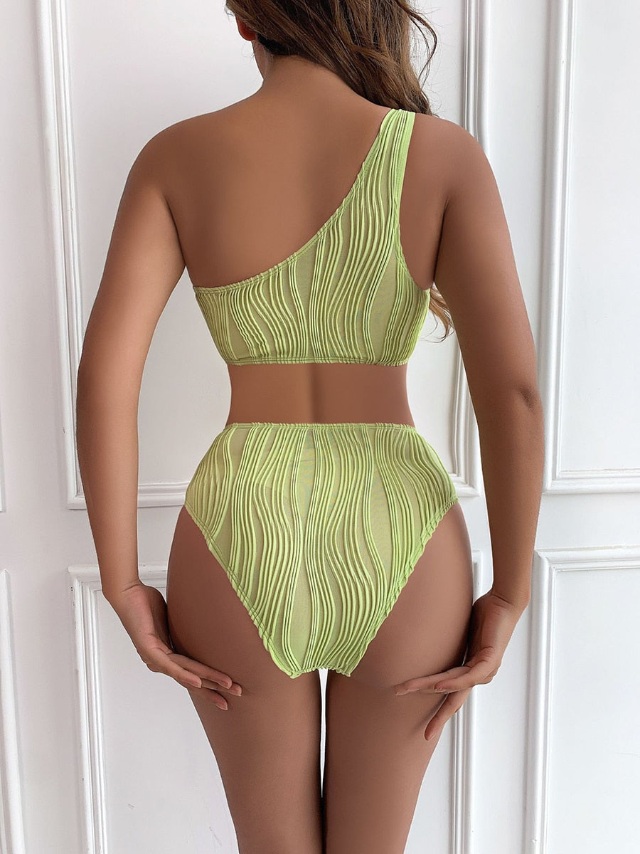 Nova Ribbed One-Shoulder Cutout Swimsuit One-piece