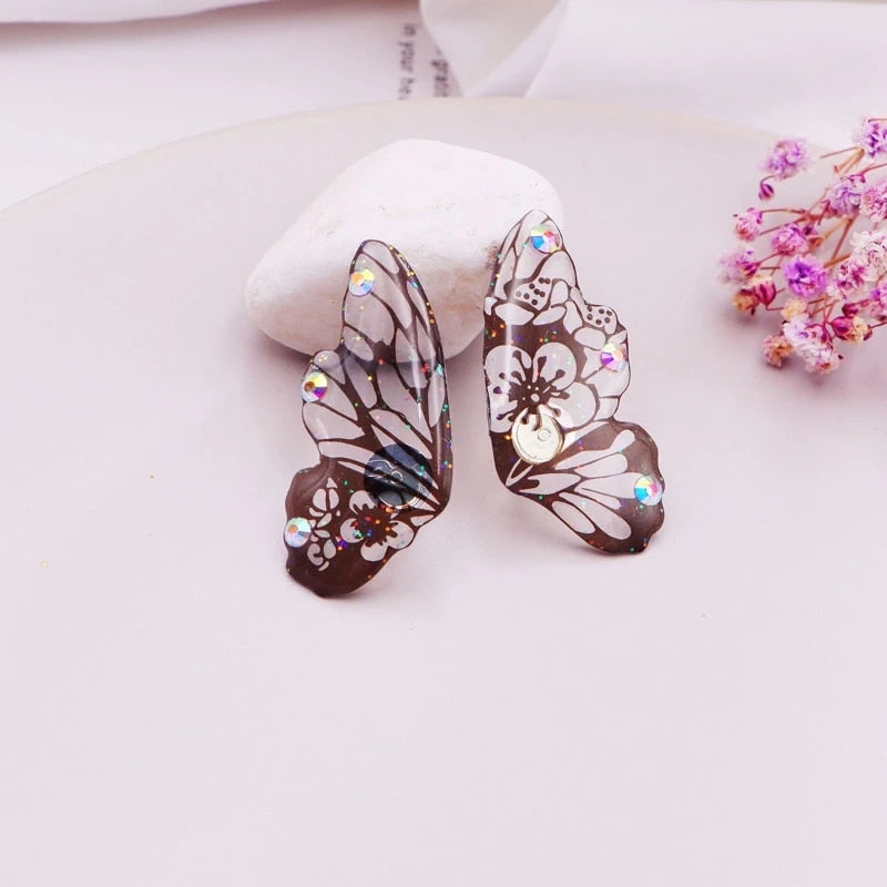 Fairy Gradient Blue Color Resin Butterfly Wings Drop Dangle Earrings Secondary image