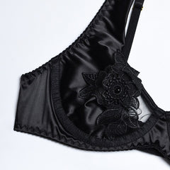 Yimunancy 3 Piece Lace Bra Set Women Sexy Embroidered Cutout Floral Lingerie Panty Set