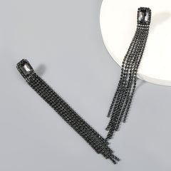 Sparkling Rhinestone Tassel Claw Chain Earrings