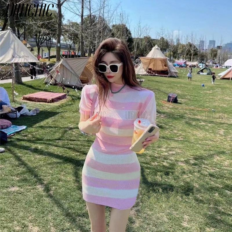 Buttons O-Neck Short-Sleeve Knitting Shirt+Mini Skirt 3-Piece Set Women&#39;s Sweater Cardigan Summer Fall 2021 New Korea Sweet Suit