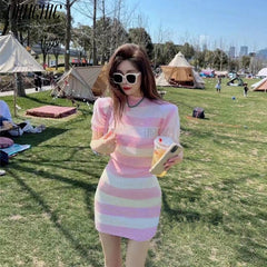 Buttons O-Neck Short-Sleeve Knitting Shirt+Mini Skirt 3-Piece Set Women&#39;s Sweater Cardigan Summer Fall 2021 New Korea Sweet Suit
