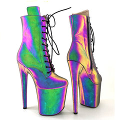 PU upper Reflective material High Heel platform  Pole Dancing boots