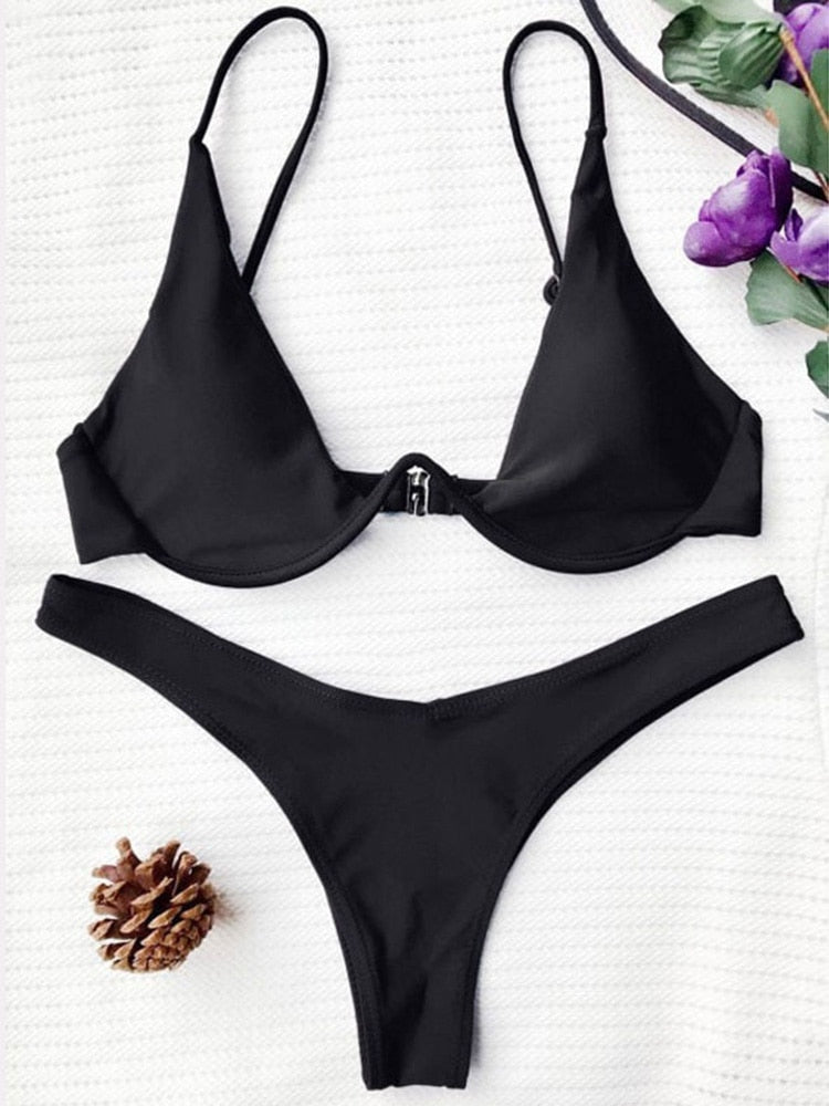 Solara V-Bar Underwire Ribbed Bikini Two-piece