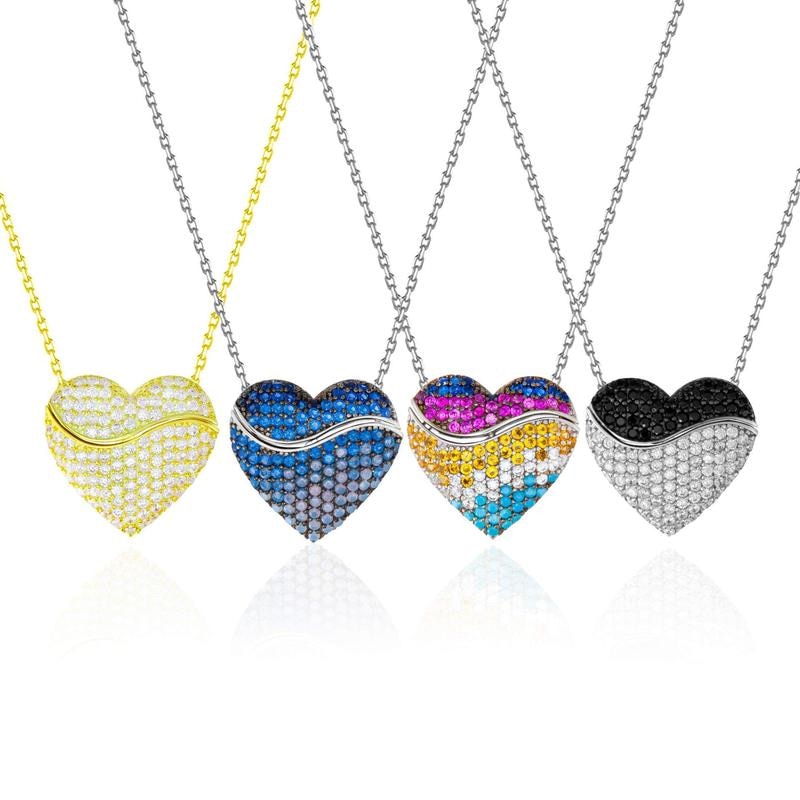 Luxury Custom Family Name Necklaces Personalised Crystal Heart Necklace Mother Day Gift Jewelry for Women