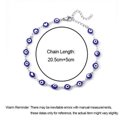 Stainless Steel Evil Eye Anklets Enamel Round Leg Chain Blue Evil Eye Anklets Bracelet