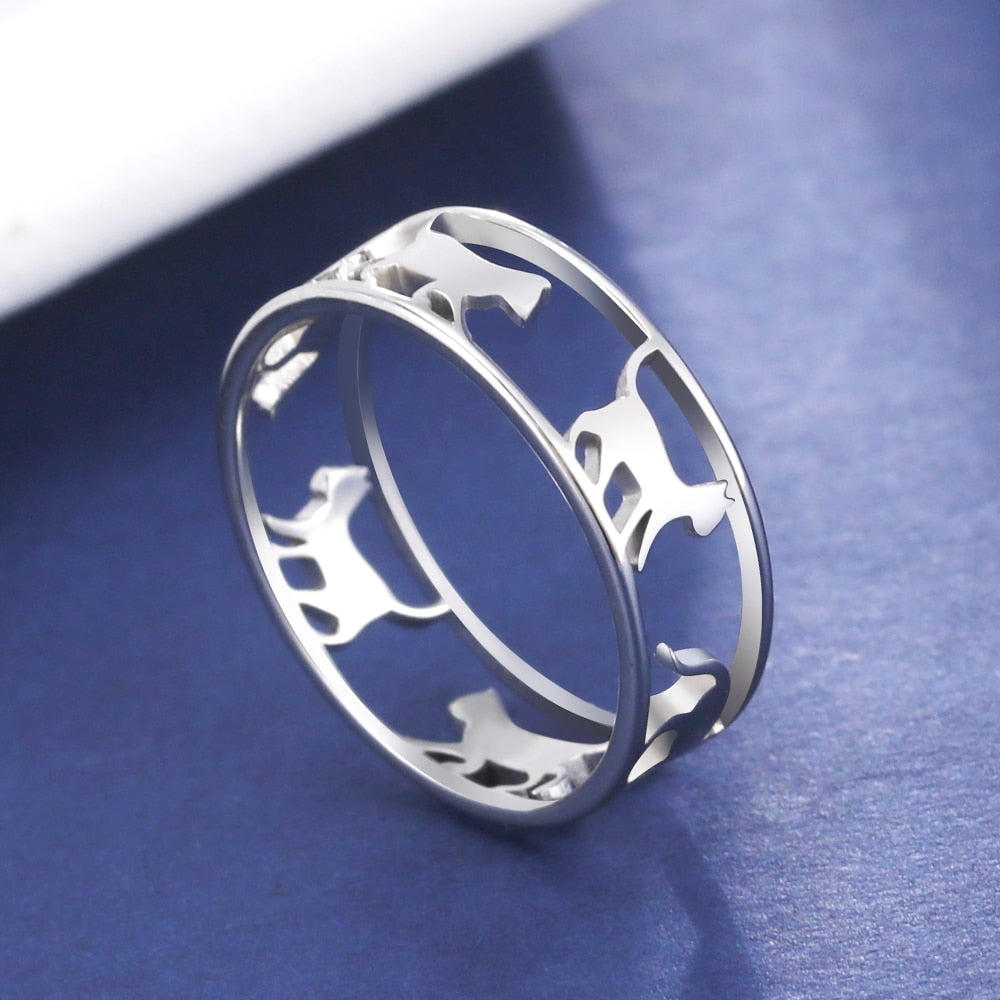 Cazador Hollow Walking Cats Women's Ring Birthday Mother Day Gift Stainless Steel Animal Cute Kitten Finger Rings Jewelry 2023 Main image