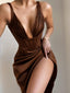 Stretch Satin Elegant midi Dress
