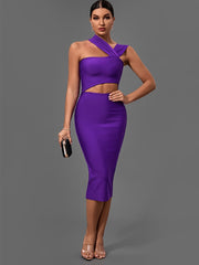 Bandage Purple Bodycon Sexy Cut Out Dress