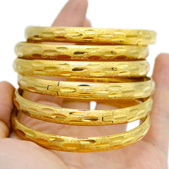 8MM 6Pcs/Lot Dubai Gold Bangles for Women Men 24k Color Ethiopian Bracelets African Jewelry Saudi Arabic Wedding Bride Gift