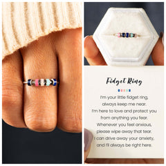 Enamel Beads Anxiety Ring With Card Colorful Adjustable Electrosilvering Fidget Ring Worry Stress Relief Stacking Finger Rings