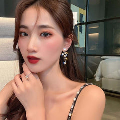 Bling Crystal Musical Notes Pendant Earrings for Women Fashion Party Anniversary Jewelry Accessories Earings