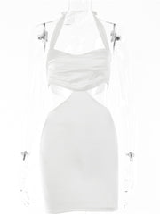 Articat Halter Double Layer Women Dresses Summer New Backless Satin Sheath Party Elegant Dress For Women Zipper Clothing 2021