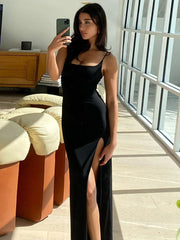 High Split Sleeveless Backless Maxi Dress