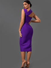Bandage Purple Bodycon Sexy Cut Out Dress