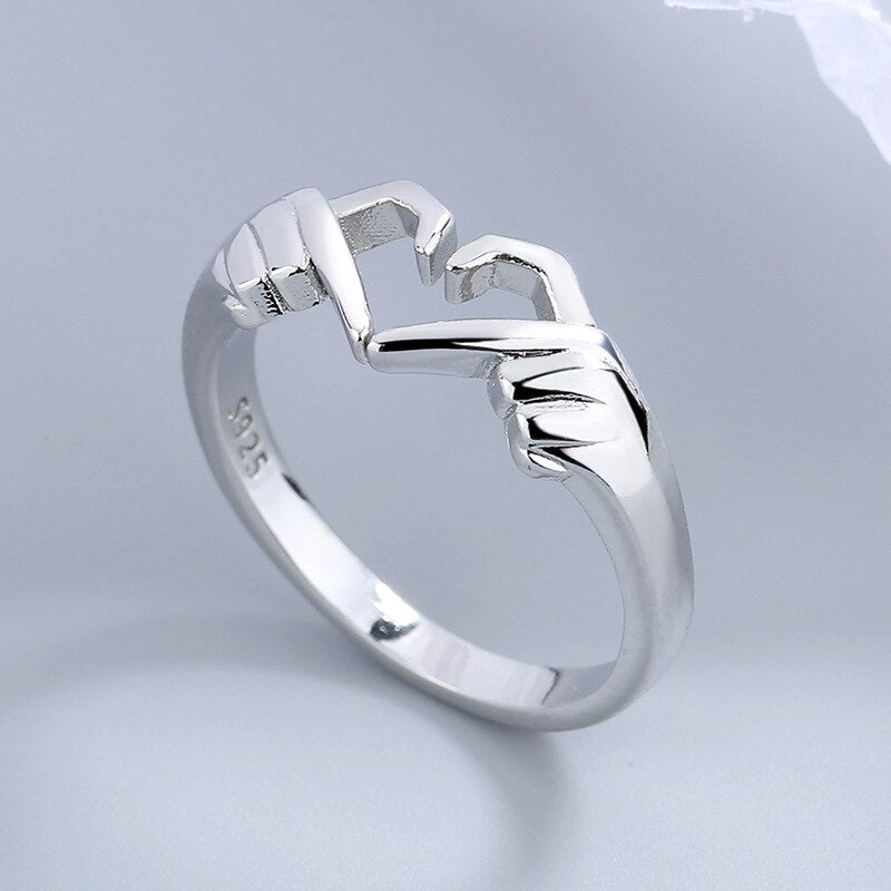 Amelia's Love Connection: Romantic Heart Double Gesture Rings