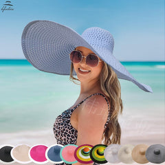 70cm Oversized  Wide Brim Sun Hat Travel  Large UV Protection Beach Straw Hats Women&#39;s Summer Floppy Foldable Chapeaux Wholesale
