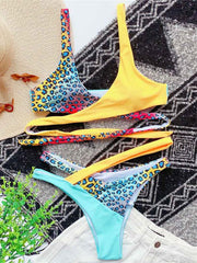 Crissy Crossy Colors Two-piece Bikini set Asymmetric Mid Waist