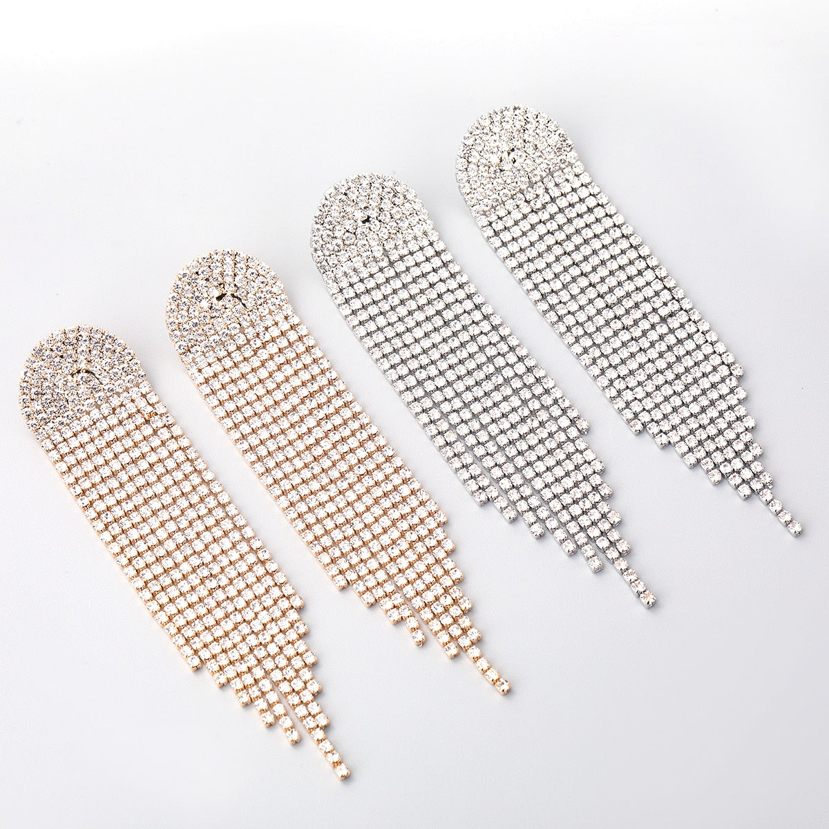 Sparkling Rhinestone Tassel Claw Chain Earrings