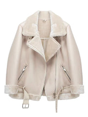 Ailegogo 2022 Winter Coats Women Thick Faux Leather Fur Sheepskin Coat Female Fur Leather Jacket Aviator Jacket Casaco Feminino