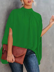 Casual Loose Women Blouse  Batwing Sleeve Print O-neck
