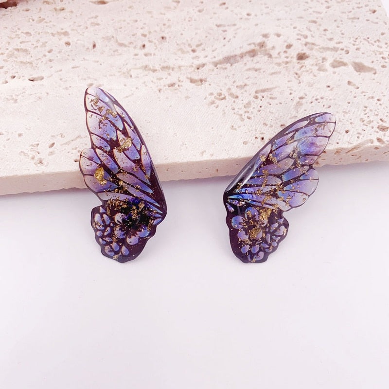 Fairy Gradient Blue Color Resin Butterfly Wings Drop Dangle Earrings Main image