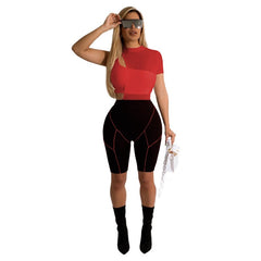 Summer Tracksuit Women Two Piece Set Short and Top Set Women Active Wear Sports Suit Fitness Biker Shorts 2 Piece Set Sweatsuit