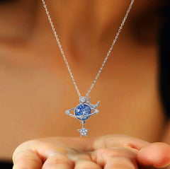 To My Daughter Shiny Zircon Star Moon Pendant Necklace With Card For Women Creative Planet Astronaut Choker Necklace Jewelry