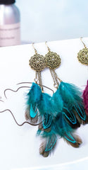 Feather Earrings For Women Bohemian Vintage Leaf Feather Long Tassel Dangling Earring Party Jewelry