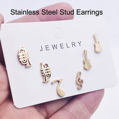 3prs Set Earrings Music Guitar Microphone Drop Dangle Earrings For Women DJ Music Lover Gifts Jewelry Pendientes Cерьги