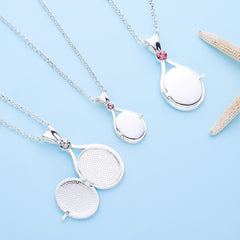 H2o Openable Metal Shell Pendant Necklace Silver Color with Crystal Mermaid Tv Movies Jewelry  for Women Girls Cute Necklaces