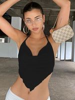 White Sleeveless Sexy Halter Rhombus