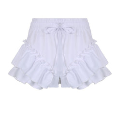 BIIKPIIK 2022 Summer Women Drawstring High Waist Shorts Slim Elegant Tiered Short Trousers Solid Party Fashion Casual Streetwear
